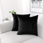 NiNi ALL black velvet throw pillow covers 18x18 inch set of 2 on modern sofa
