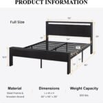 metal bed frame with wooden headboard, black oak bed frame, platform bed no box spring,