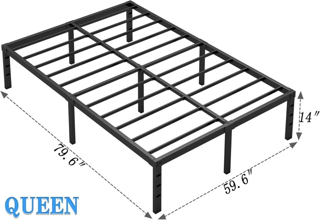 NEW JETO queen metal platform bed frame with under-bed storage
