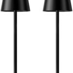 Kakanuo cordless rechargeable LED table lamps in black with touch controls and adjustable brightness for bedside or dining table use.