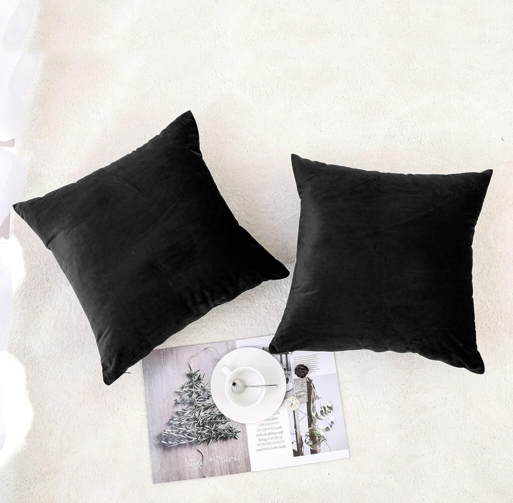 NiNi ALL Throw Pillow Covers 18x18 Review Black Velvet Pillow Covers