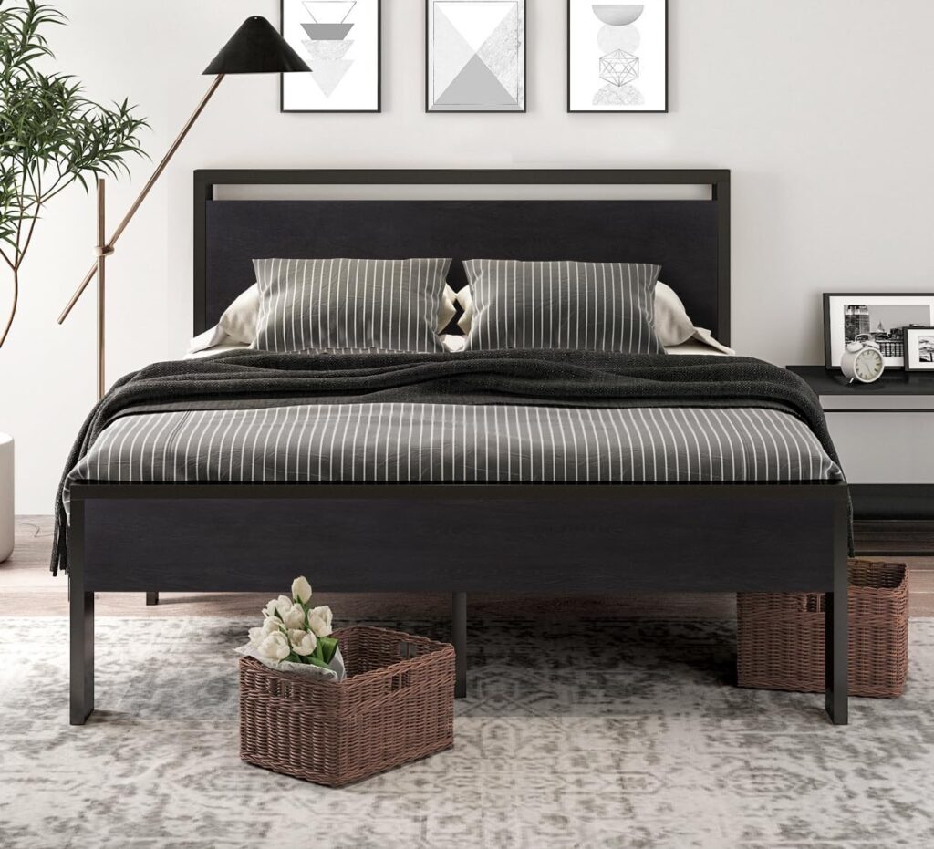 industrial bed frame, rustic bed frame, under bed storage bed, modern bedroom furniture, noise free bed frame