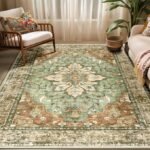 washable area rugs RELEANY 5x7 vintage floral rug in living room
