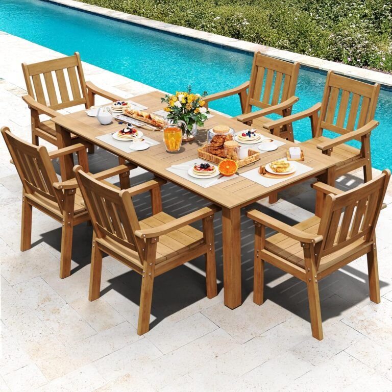 MIXPATIO solid acacia wood outdoor dining table set for backyard patio