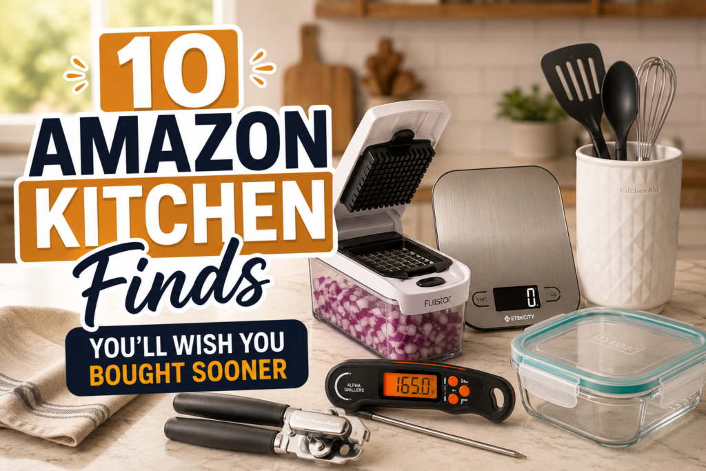 10 Amazon Kitchen Finds featuring useful kitchen gadgets and cooking essentials