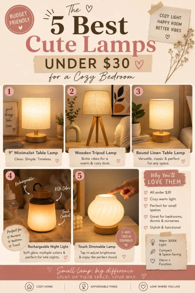 Cute Lamps Under $30, cozy bedroom table lamps and bedside lamps